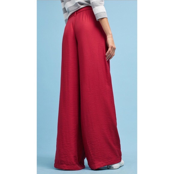 Anthropologie Pants - MaEVE by Anthropologie Red Linen Wide-Fit Pants